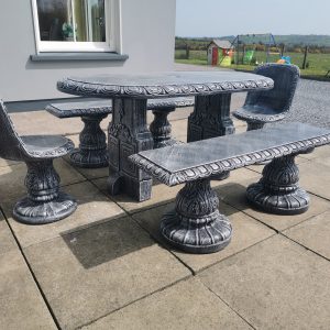 Oval Table with 2 Seats & 2 Benches