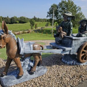 Donkey and Cart with Boy and Girl