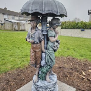 Romeo and Juliet under Umbrella Statue and Stand