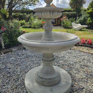 Two Tier Self Contained Fountain Natural Concrete