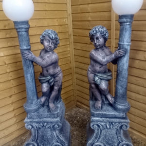 Cherub Lights on Pedestals