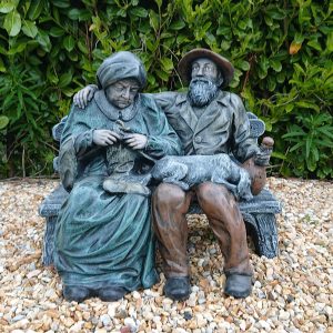 Old Man and Woman Sitting on Bench