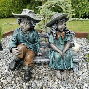 Country Boy and Girl on Bench
