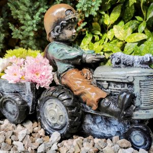 Boy On Tractor And Trailer Planter