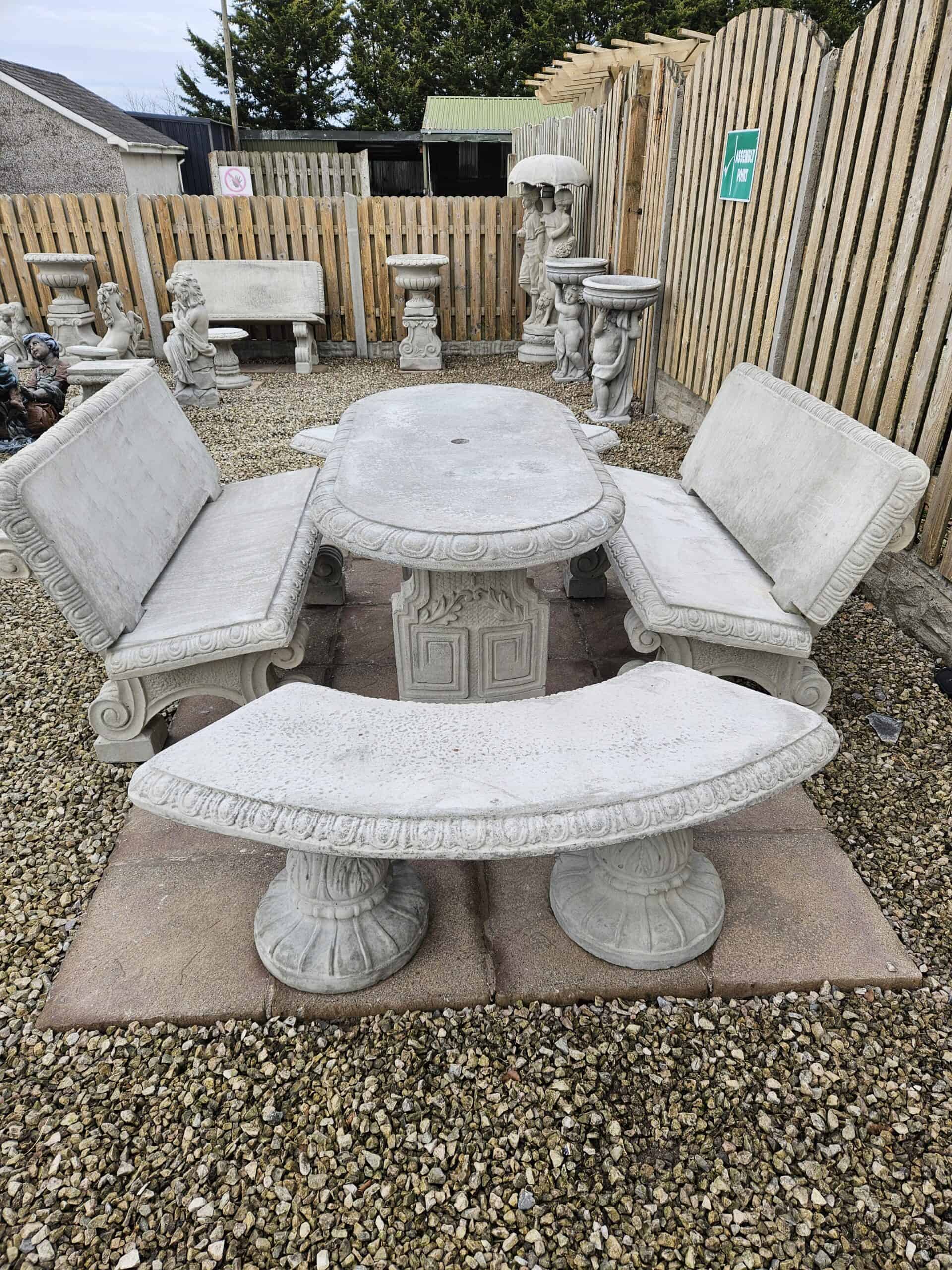 Oval Table with 2 Classic Bench And 2 Curved Bench - Image 3
