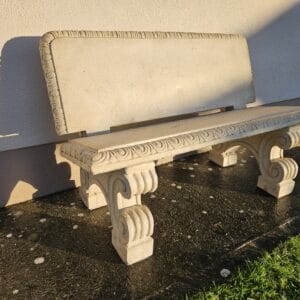 Classic Garden Bench White Concrete