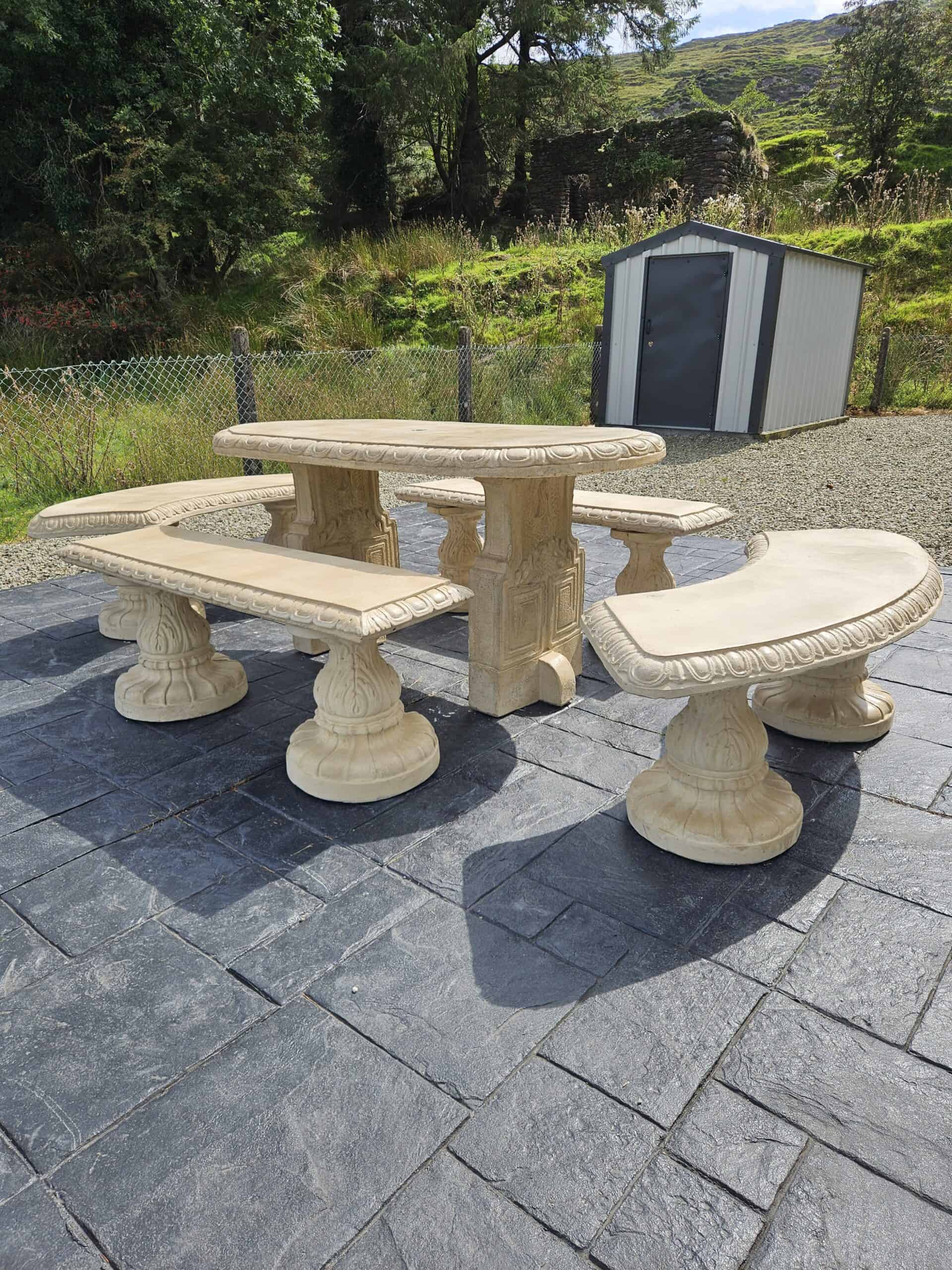 Oval Table With Four Benches - Image 3