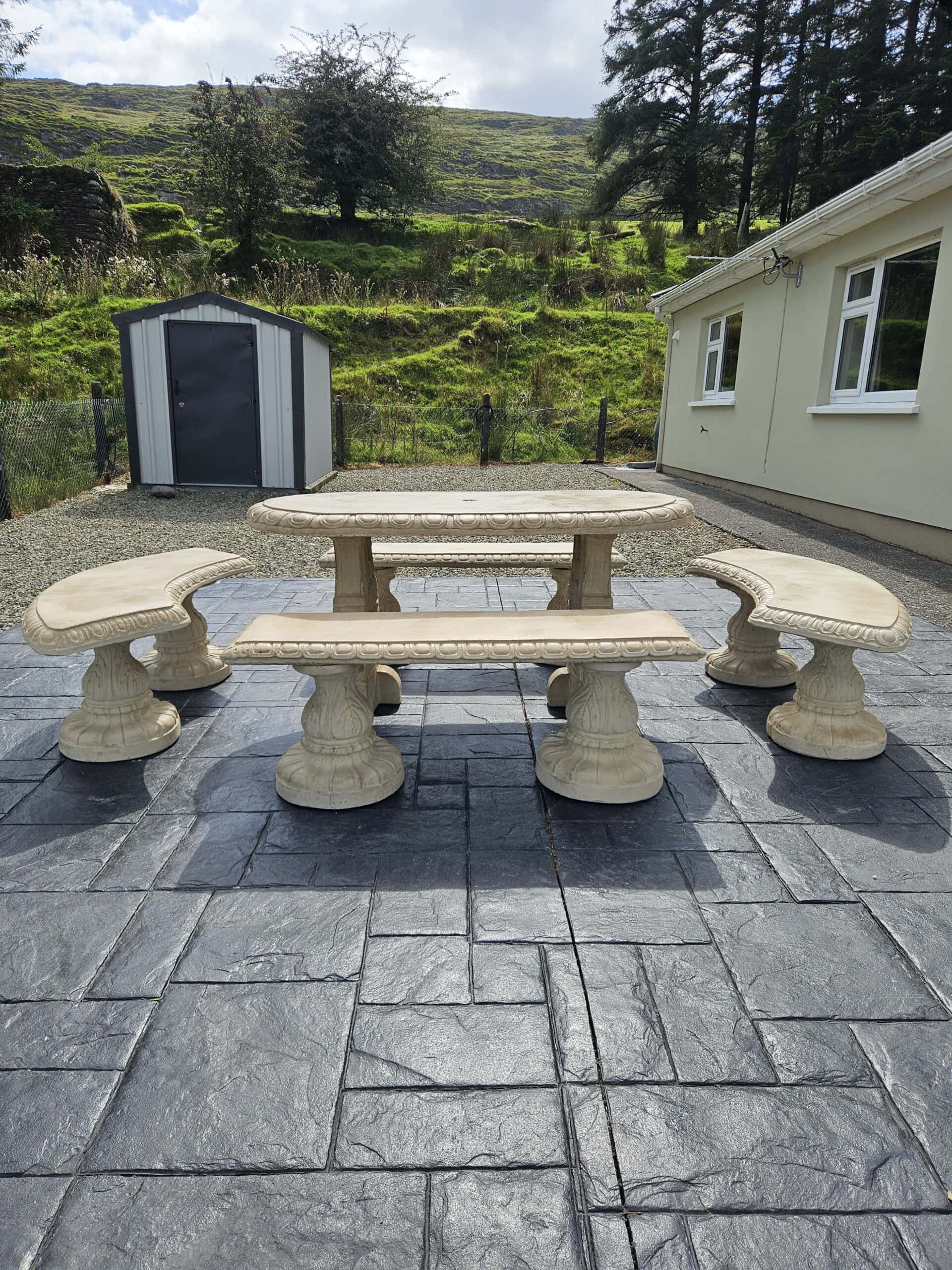 Oval Table With Four Benches - Image 2