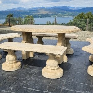 Oval Table With Four Benches